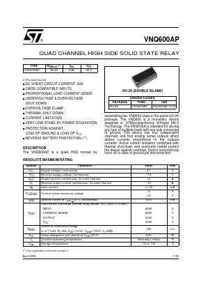 VNQ600AP13TR Datasheet PDF STMicroelectronics