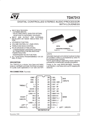 TDA7313 Datasheet PDF STMicroelectronics