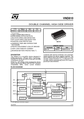 VND810 Datasheet PDF STMicroelectronics