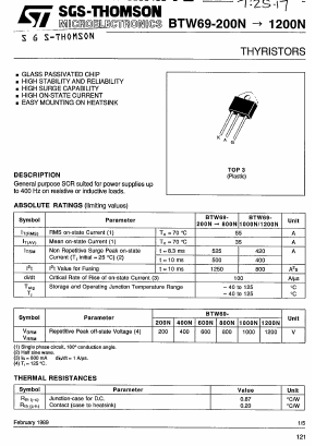 BTW69-1200N Datasheet PDF STMicroelectronics