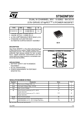 STS6DNF30V Datasheet PDF STMicroelectronics