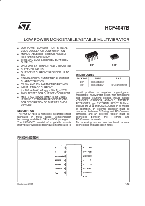 HCF4047M013TR Datasheet PDF STMicroelectronics