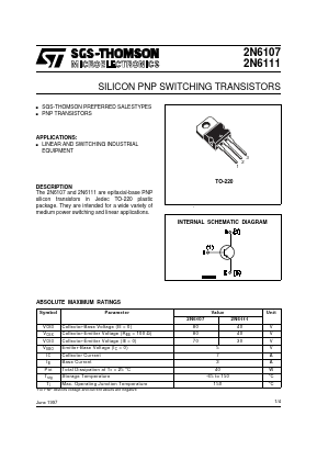 2N6107 Datasheet PDF STMicroelectronics