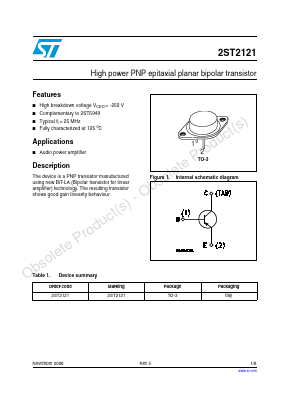 2ST2121 Datasheet PDF STMicroelectronics