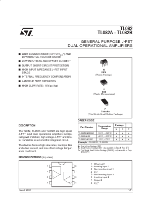 TL082AM Datasheet PDF STMicroelectronics