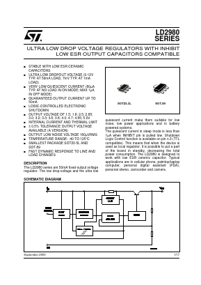 LD2980CU30TR Datasheet PDF STMicroelectronics