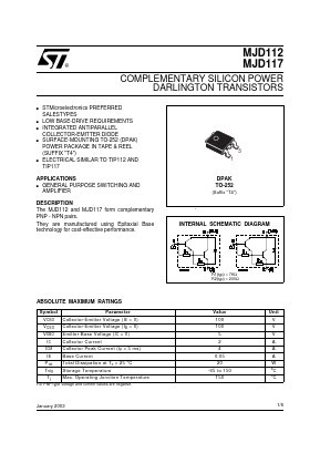 MJD117 Datasheet PDF STMicroelectronics