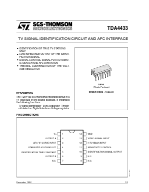 TDA4433 Datasheet PDF STMicroelectronics