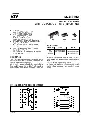 M74HC366M1R Datasheet PDF STMicroelectronics