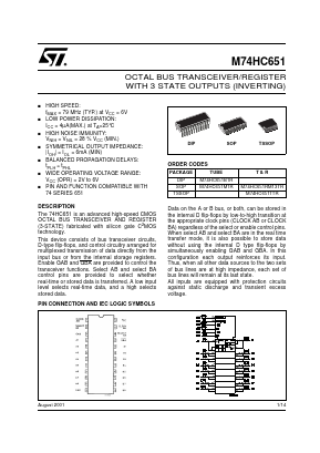 M74HC651B1R Datasheet PDF STMicroelectronics