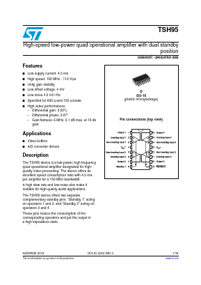 TSH95I Datasheet PDF STMicroelectronics