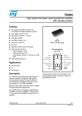 TSH94 Datasheet PDF STMicroelectronics