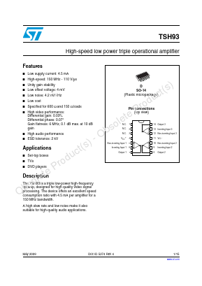 TSH93 Datasheet PDF STMicroelectronics