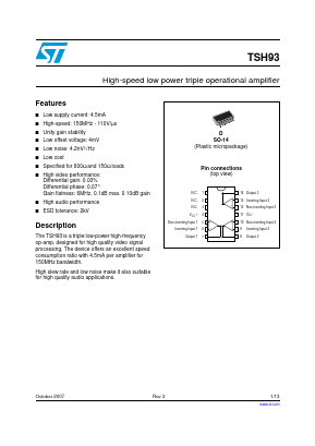 TSH93I Datasheet PDF STMicroelectronics