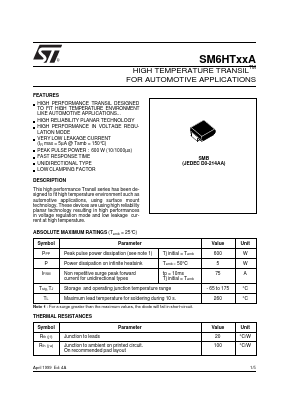 SM6HT27A Datasheet PDF STMicroelectronics