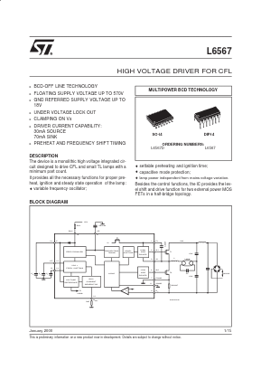 L6567D Datasheet PDF STMicroelectronics