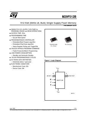 M29F512B45NZ1T Datasheet PDF STMicroelectronics