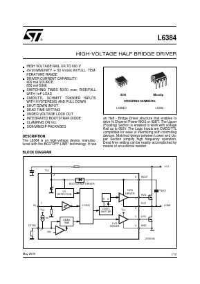 L6384 Datasheet PDF STMicroelectronics