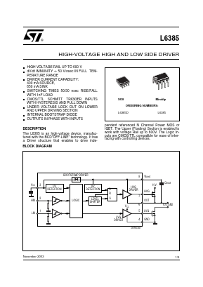 L6385D Datasheet PDF STMicroelectronics