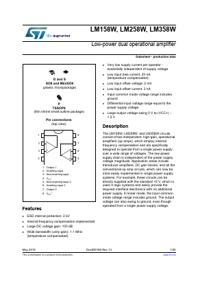 LM358AWST Datasheet PDF STMicroelectronics