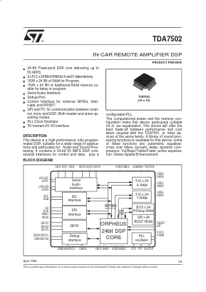 TDA7502 Datasheet PDF STMicroelectronics