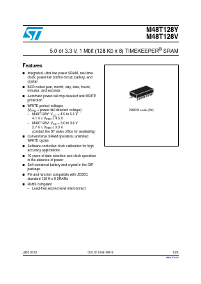 M48T128Y Datasheet PDF STMicroelectronics