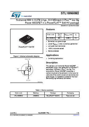 STL18N60M2 Datasheet PDF STMicroelectronics