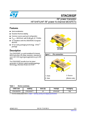 STAC2932FW Datasheet PDF STMicroelectronics