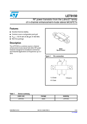 LET9150 Datasheet PDF STMicroelectronics