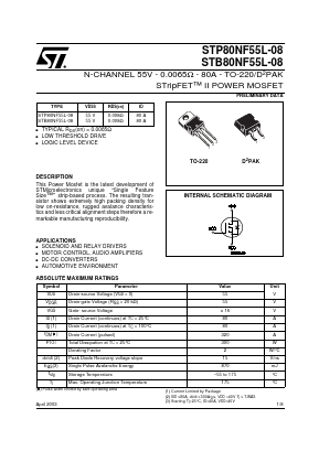 STP80NF55L-08 Datasheet PDF STMicroelectronics