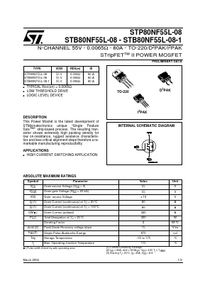 STP80NF55L-08 Datasheet PDF STMicroelectronics