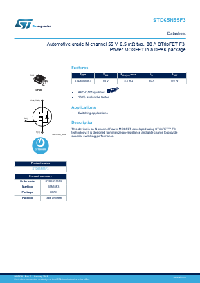 STD65N55F3 Datasheet PDF STMicroelectronics