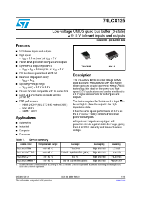 74LCX125YMTR Datasheet PDF STMicroelectronics