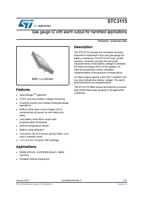 STC3115 Datasheet PDF STMicroelectronics