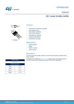 STPS60150CT Datasheet PDF STMicroelectronics