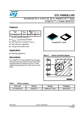 150N3LLH5 Datasheet PDF STMicroelectronics