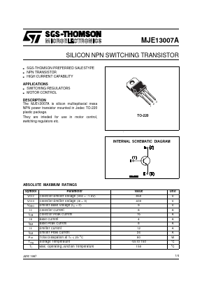MJE13007A Datasheet PDF STMicroelectronics