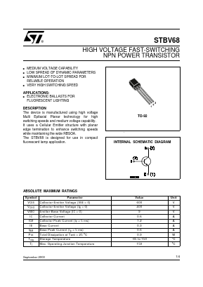 STBV68 Datasheet PDF STMicroelectronics
