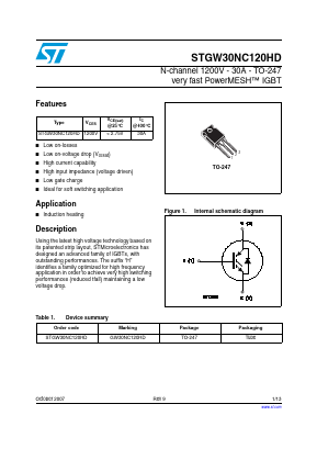 GW30NC120HD Datasheet PDF STMicroelectronics