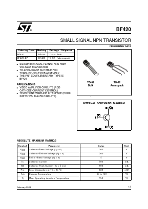 BF420-AP Datasheet PDF STMicroelectronics