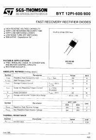 BYT12PI-600 Datasheet PDF STMicroelectronics