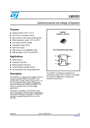 LMV331ICT Datasheet PDF STMicroelectronics