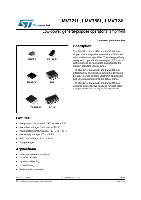 LMV321L Datasheet PDF STMicroelectronics