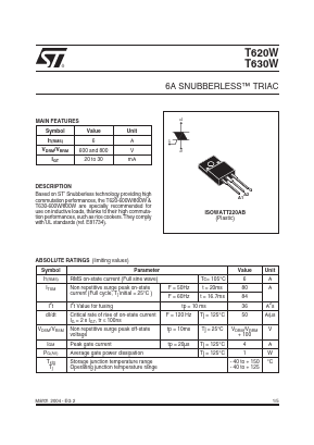 T630-800W Datasheet PDF STMicroelectronics