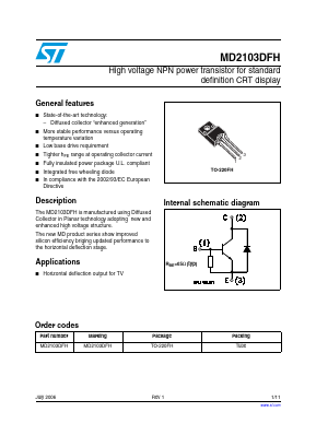 MD2103DFH Datasheet PDF STMicroelectronics