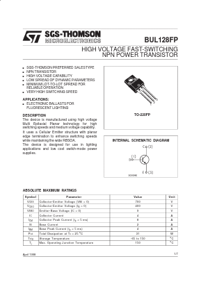 BUL128FP Datasheet PDF STMicroelectronics