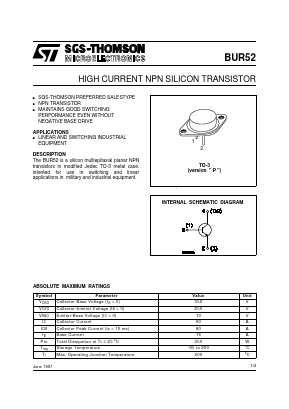 BUR52 Datasheet PDF STMicroelectronics