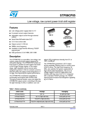 STP08CP05 Datasheet PDF STMicroelectronics