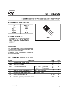 STTH3003CW Datasheet PDF STMicroelectronics