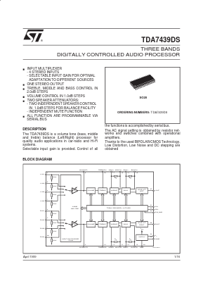 TDA7439DS Datasheet PDF STMicroelectronics